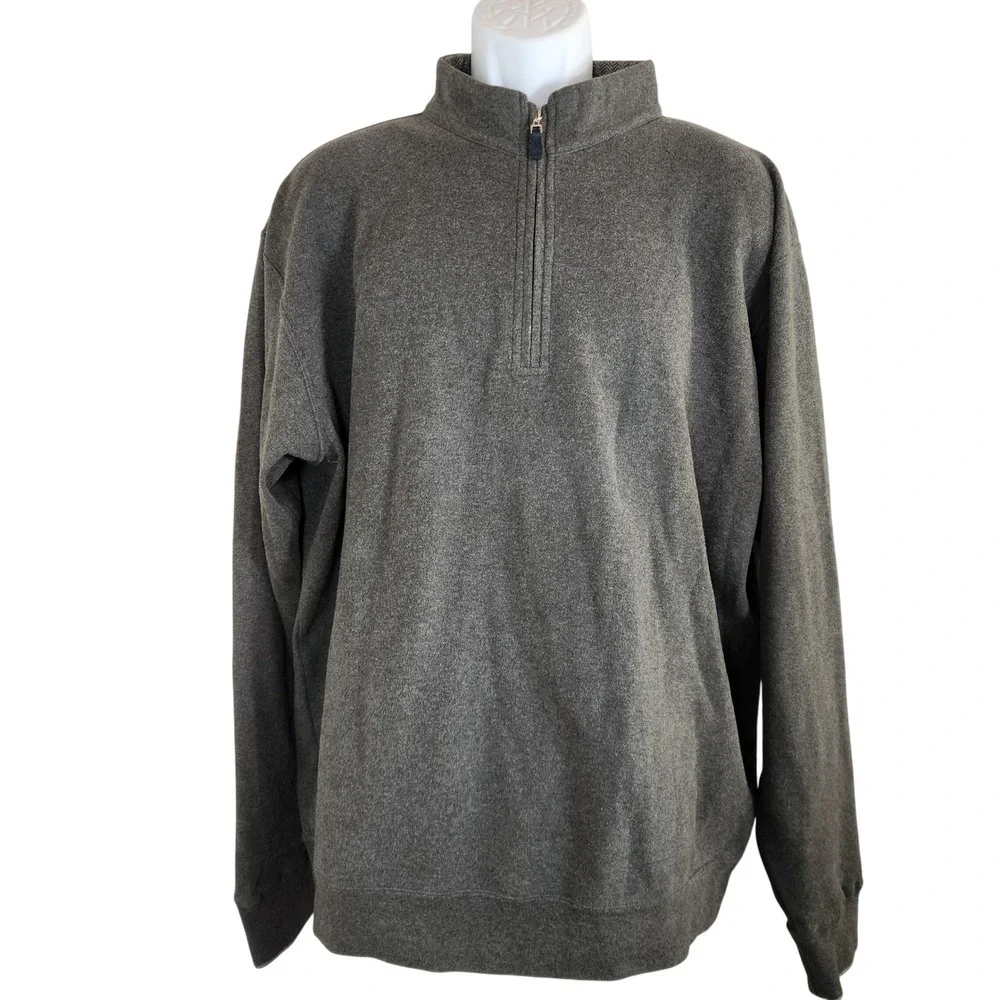 Peter Millar‎ Mens Gray 1/4 Zip Pullover Sweater Top Mens Size XL 100% Cotton